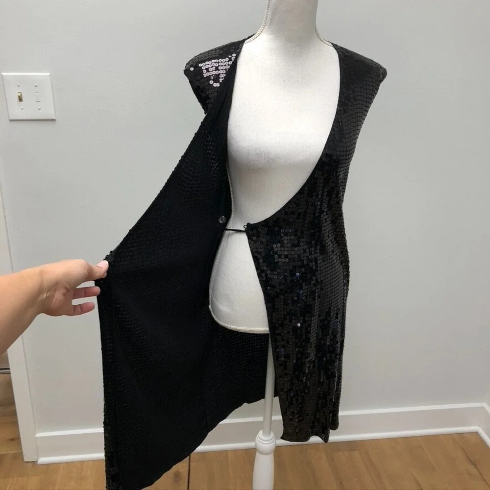 Michael Kors Sequin Wrap Dress‎ Womens XXS Black LBD Party Edgy Sleek